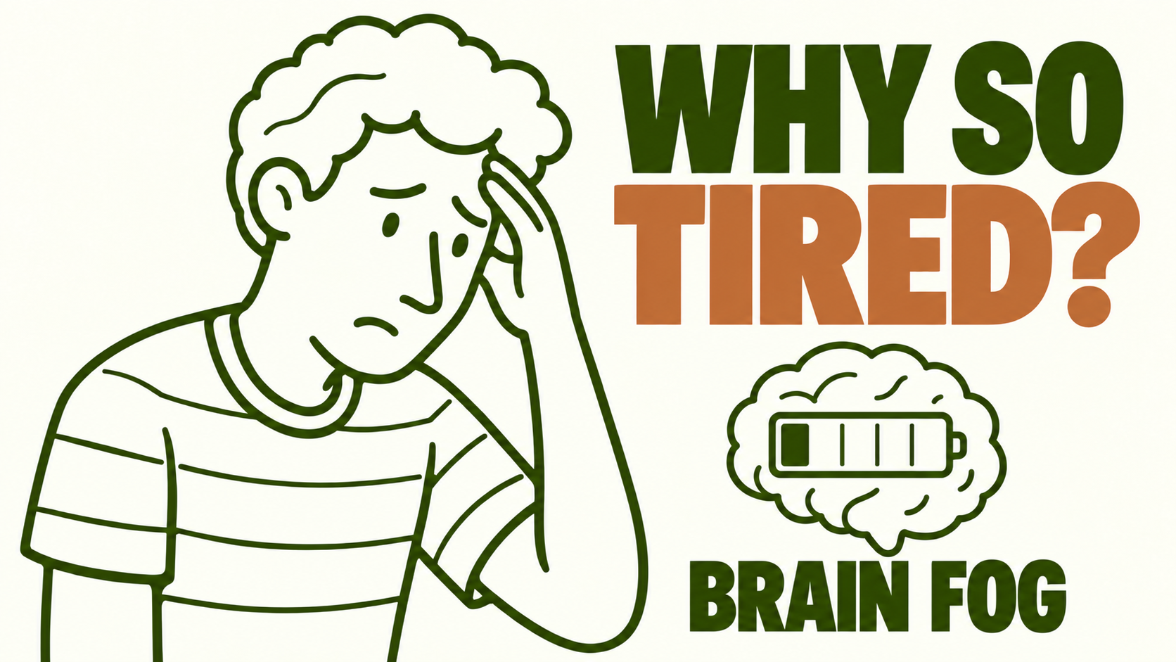 A tired person beside the words Why so tired? and Brain fog.